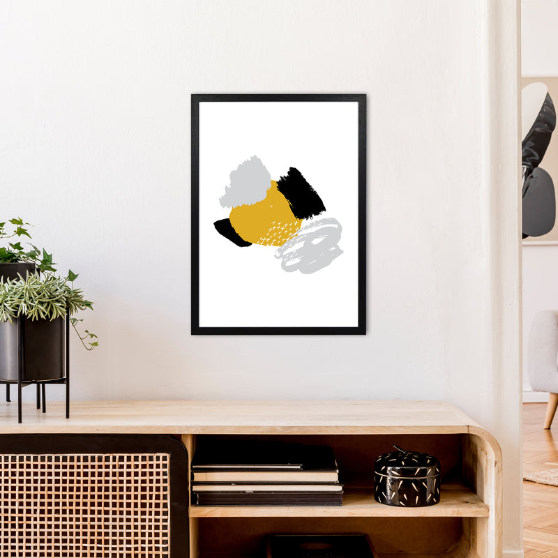 Mismatch Mustard And Black  Art Print by Pixy Paper A2 White Frame