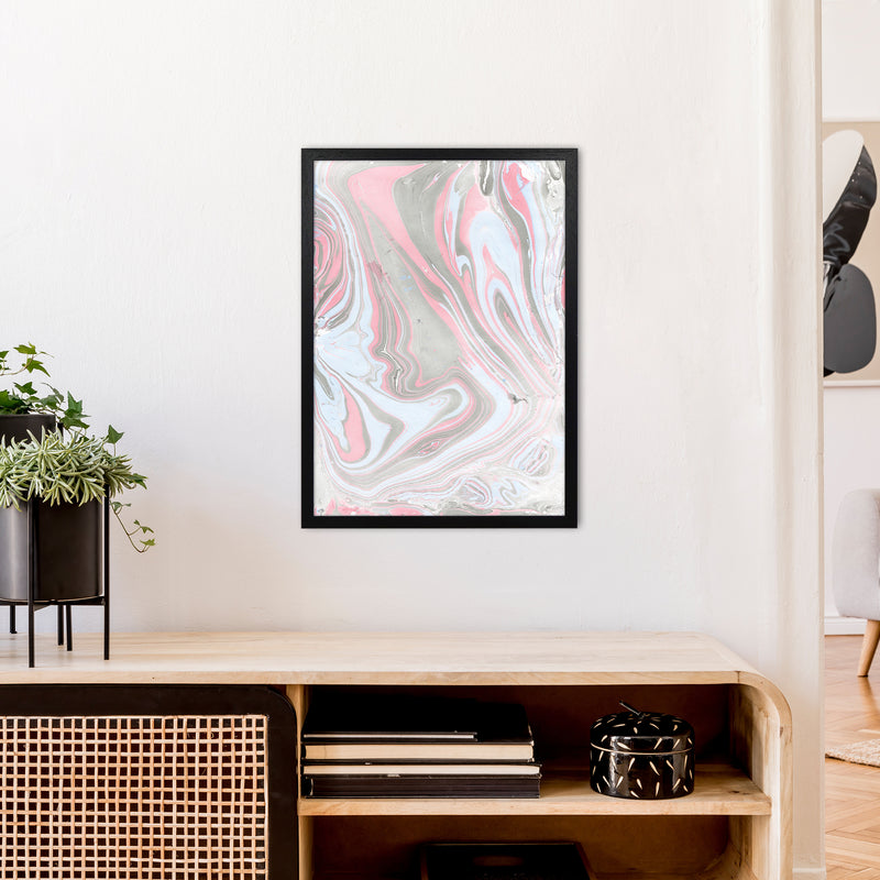 Liquid Mix Stone And Pink  Art Print by Pixy Paper A2 White Frame