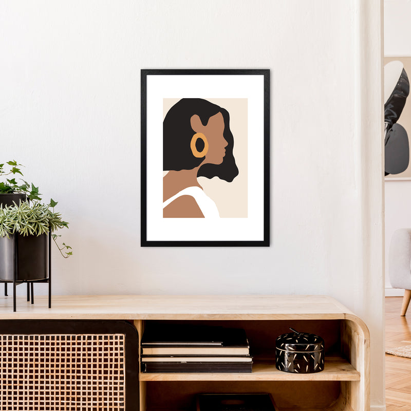Mica Girl With Earring N6  Art Print by Pixy Paper A2 White Frame