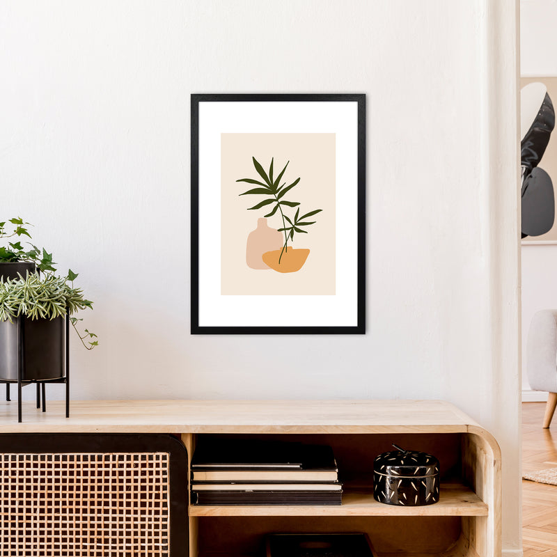 Mica Plant Pots Beige N1  Art Print by Pixy Paper A2 White Frame