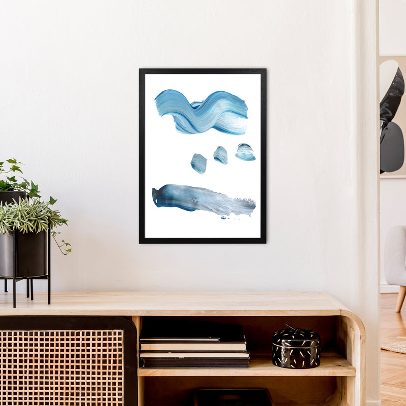 Light Blue Paint Strokes  Art Print by Pixy Paper A2 White Frame