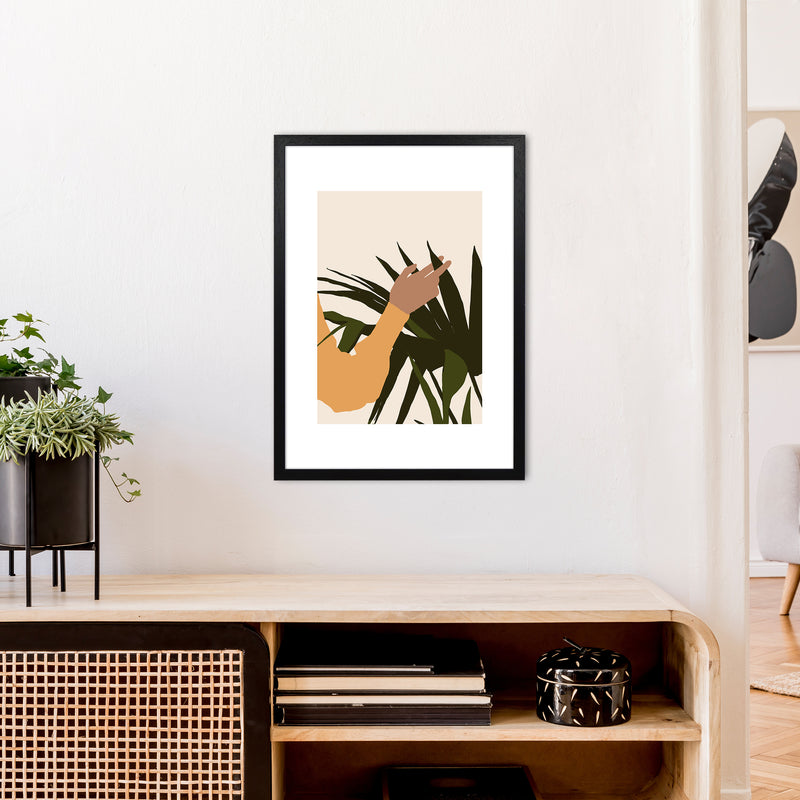 Mica Hand On Plant - N5  Art Print by Pixy Paper A2 White Frame