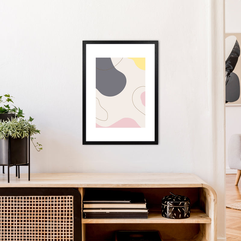 Mila Pink Abstract N17  Art Print by Pixy Paper A2 White Frame