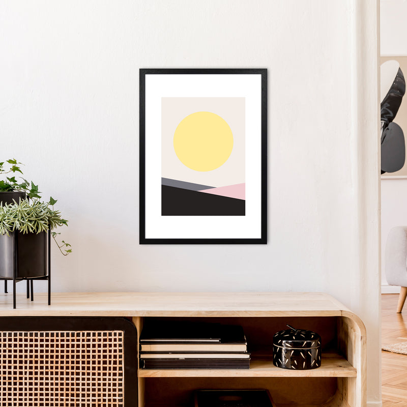 Mila Pink Big Sun N7  Art Print by Pixy Paper A2 White Frame
