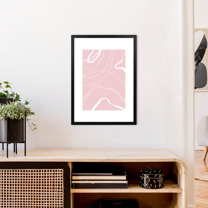 Mila Pink Swirls N14  Art Print by Pixy Paper A2 White Frame