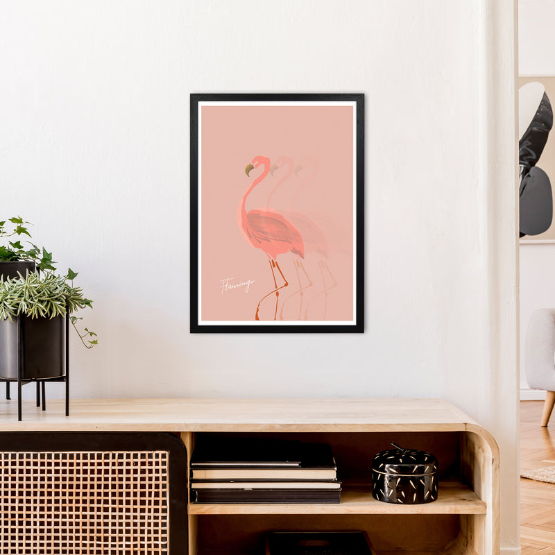 Flamingo Shadow Art Print by Pixy Paper A2 White Frame
