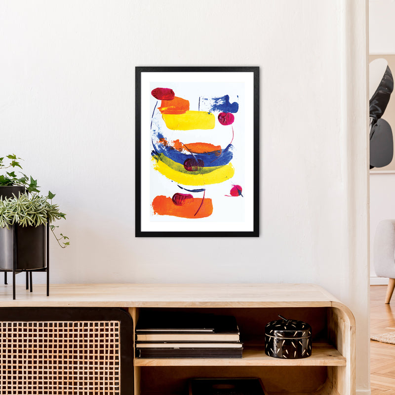 Bright Yellow Blue And Red Paint Strokes  Art Print by Pixy Paper A2 White Frame