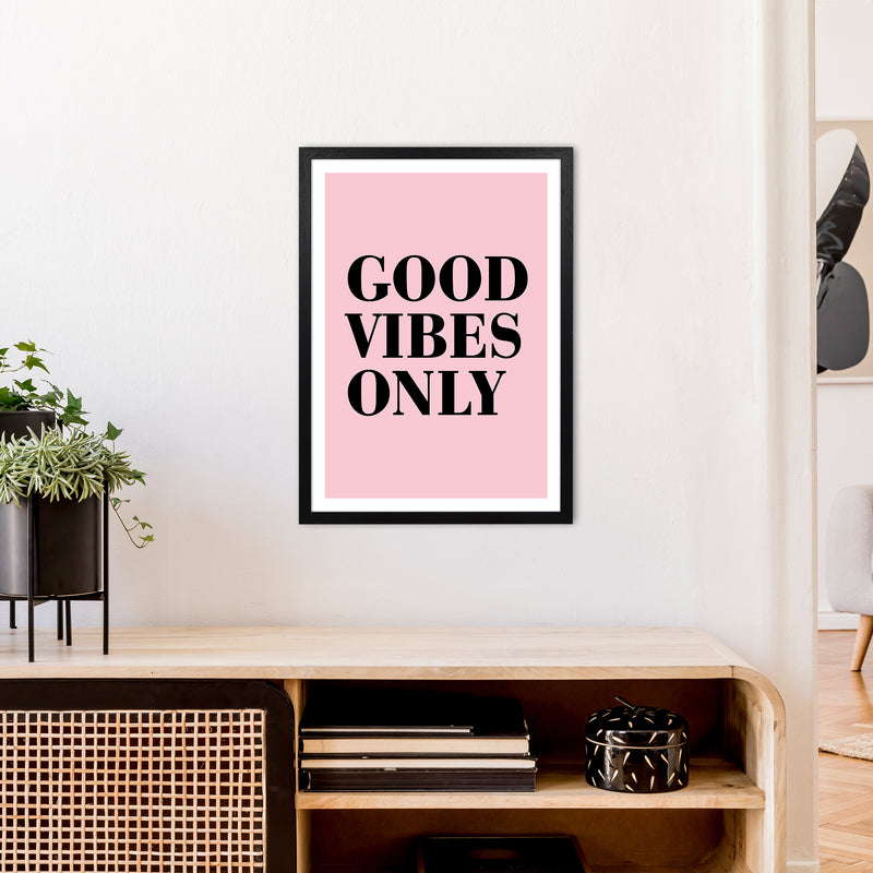 Good Vibes Only Neon Funk  Art Print by Pixy Paper A2 White Frame