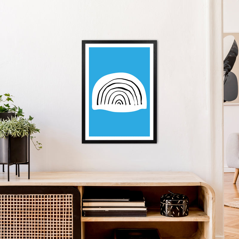 Blue Rainbow Neon Funk  Art Print by Pixy Paper A2 White Frame