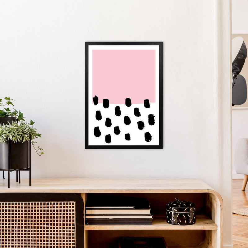 Pink Polka Neon Funk  Art Print by Pixy Paper A2 White Frame