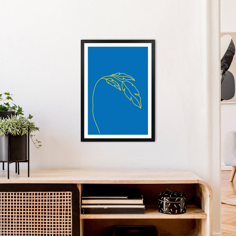 Plant Blue Neon Funk  Art Print by Pixy Paper A2 White Frame