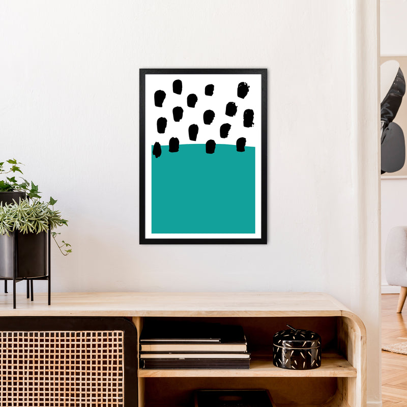 Teal Polka Neon Funk  Art Print by Pixy Paper A2 White Frame