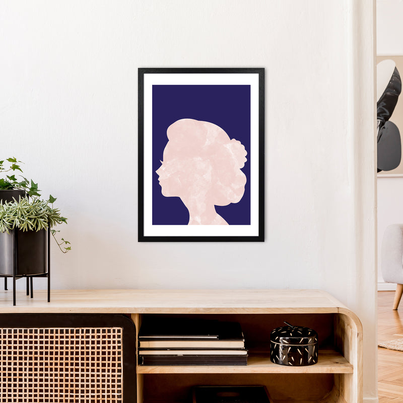 Marble Head Navy  Art Print by Pixy Paper A2 White Frame