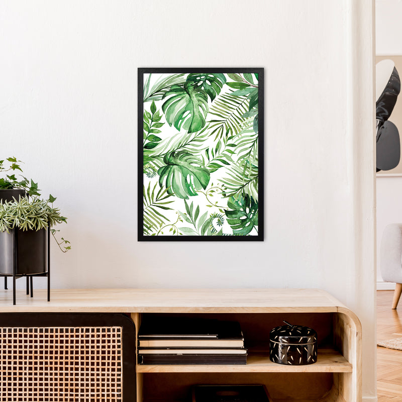 Full Page Leaves Exotic  Art Print by Pixy Paper A2 White Frame