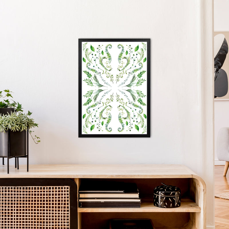 Mirrored Plants Exotic  Art Print by Pixy Paper A2 White Frame