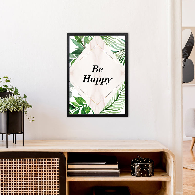 Be Happy Exotic  Art Print by Pixy Paper A2 White Frame
