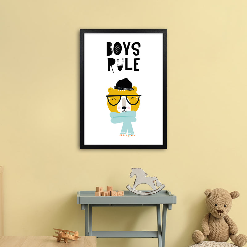 Boys Rule Animal  Art Print by Pixy Paper A2 White Frame