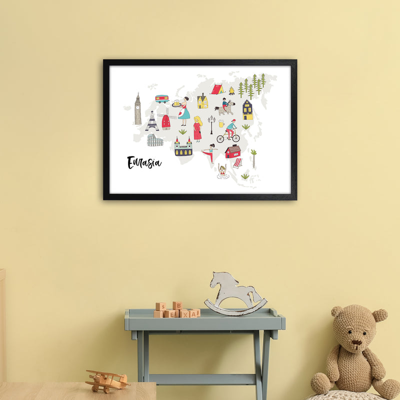 Eurasia Map  Art Print by Pixy Paper A2 White Frame