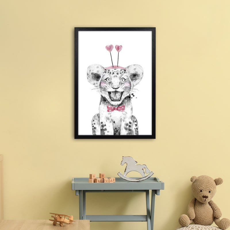 Safari Babies Tiger With Heart Hat  Art Print by Pixy Paper A2 White Frame