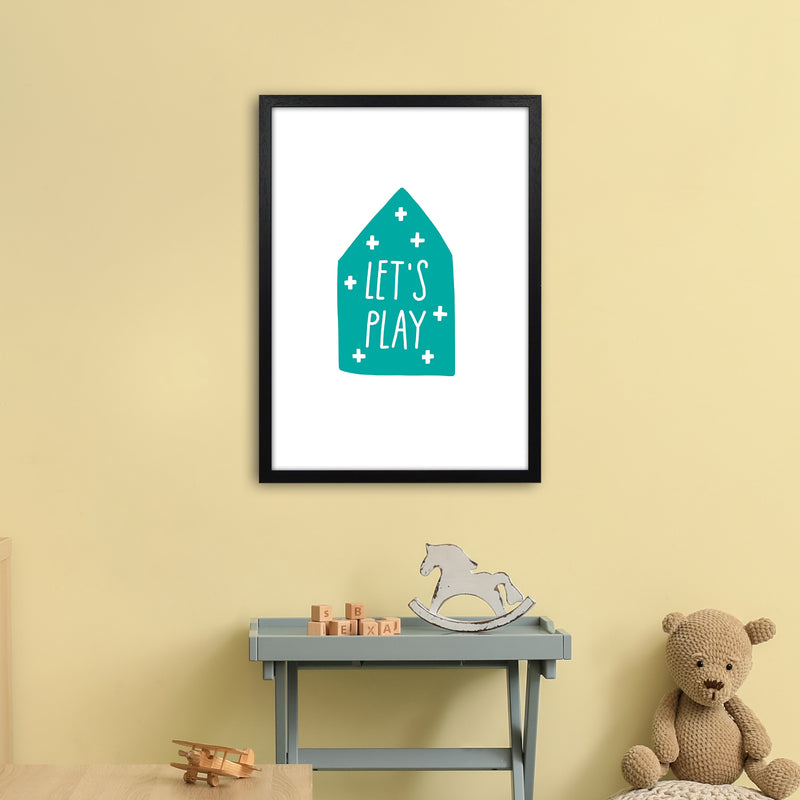 Let'S Play House Teal Super Scandi  Art Print by Pixy Paper A2 White Frame