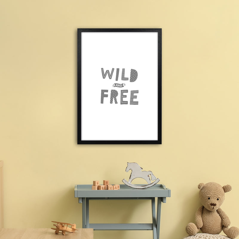 Wild And Free Grey Super Scandi  Art Print by Pixy Paper A2 White Frame