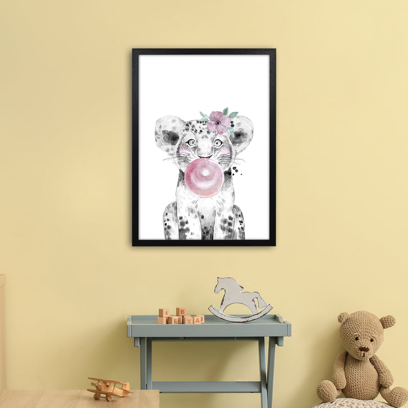 Safari Babies Tiger With Bubble  Art Print by Pixy Paper A2 White Frame