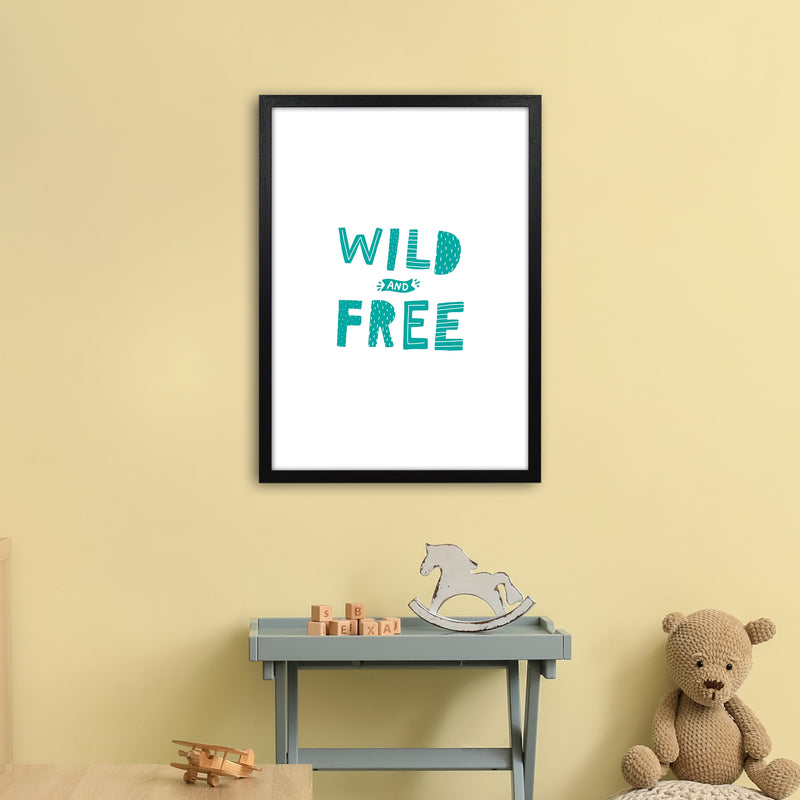 Wild And Free Teal Super Scandi  Art Print by Pixy Paper A2 White Frame