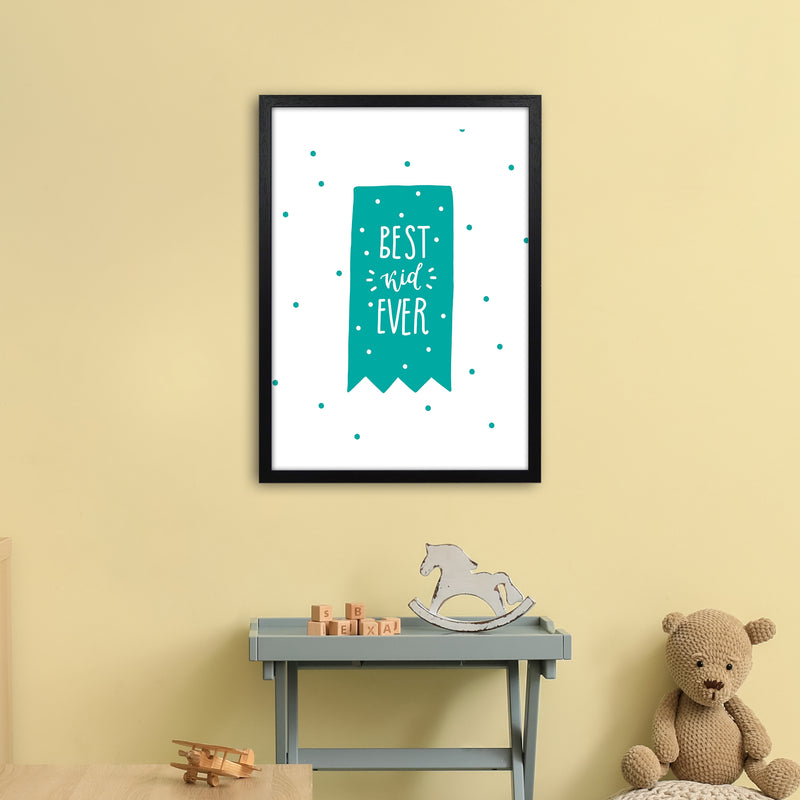 Best Day Ever Teal Super Scandi  Art Print by Pixy Paper A2 White Frame