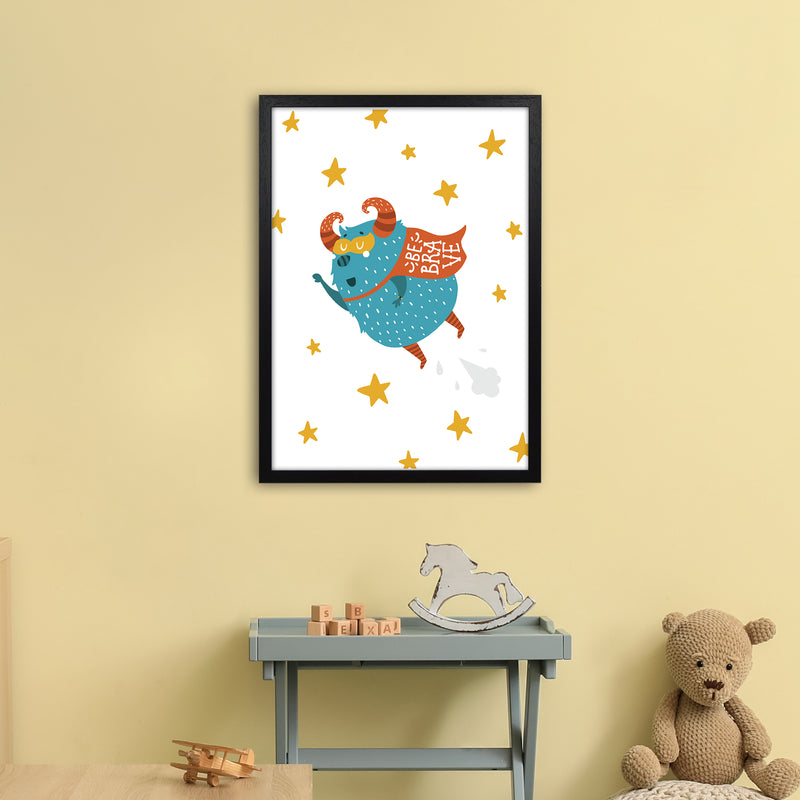 Little Monsters Flying Be Brave  Art Print by Pixy Paper A2 White Frame