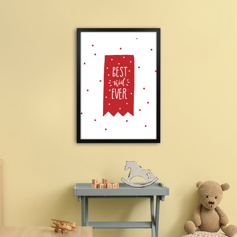Best Kid Ever Red Super Scandi  Art Print by Pixy Paper A2 White Frame