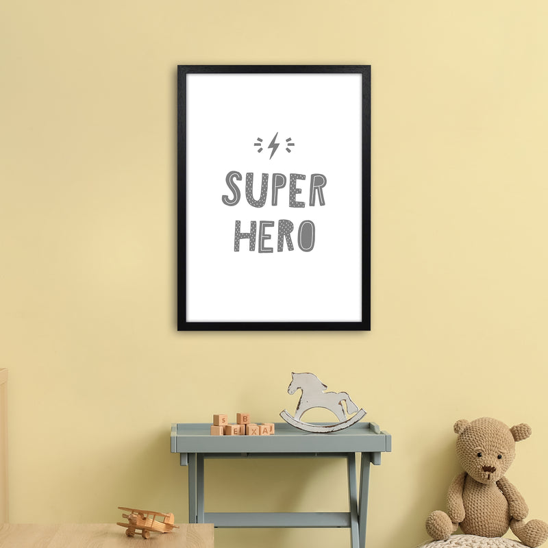 Super Hero Grey Super Scandi  Art Print by Pixy Paper A2 White Frame