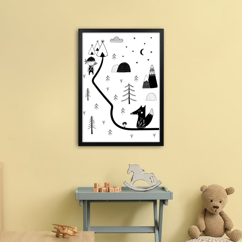 Little Explorer Winding Road  Art Print by Pixy Paper A2 White Frame