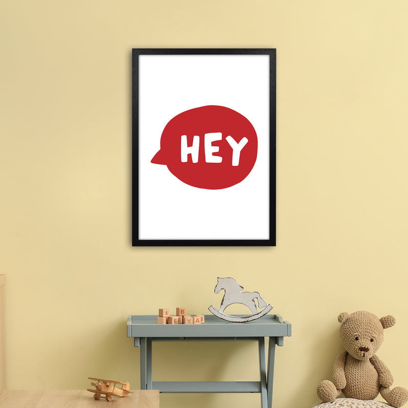 Hey Bubble Red Super Scandi  Art Print by Pixy Paper A2 White Frame