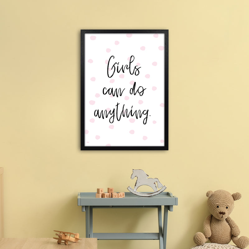 Girls Can Do Anything Pink  Art Print by Pixy Paper A2 White Frame