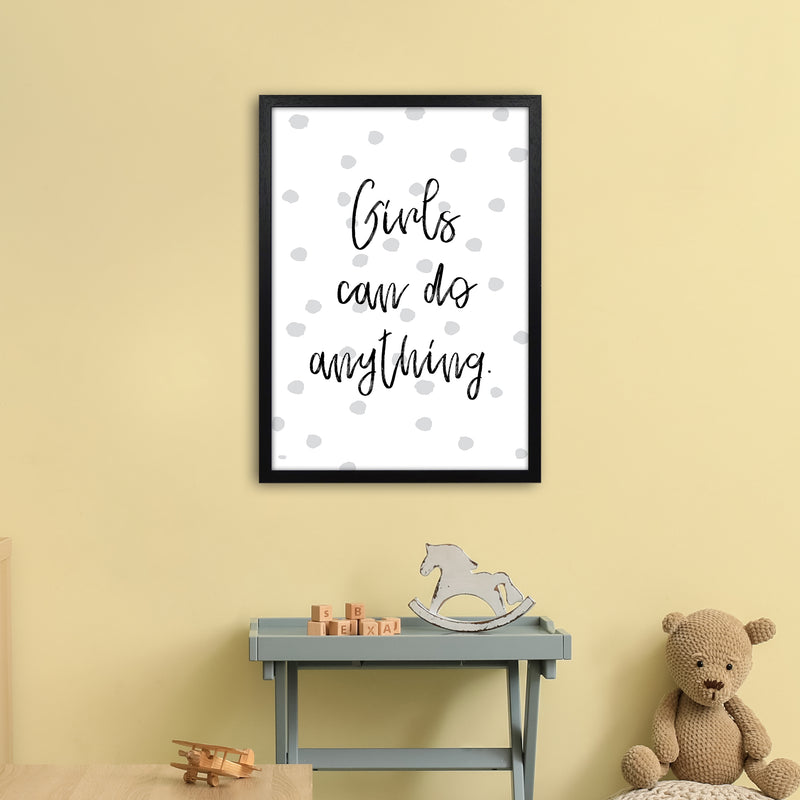 Girls Can Do Anything Grey  Art Print by Pixy Paper A2 White Frame