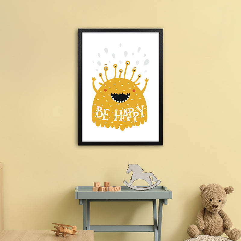 Little Monsters Be Happy  Art Print by Pixy Paper A2 White Frame