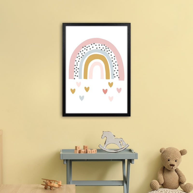 Rainbow With Heart Drops  Art Print by Pixy Paper A2 White Frame