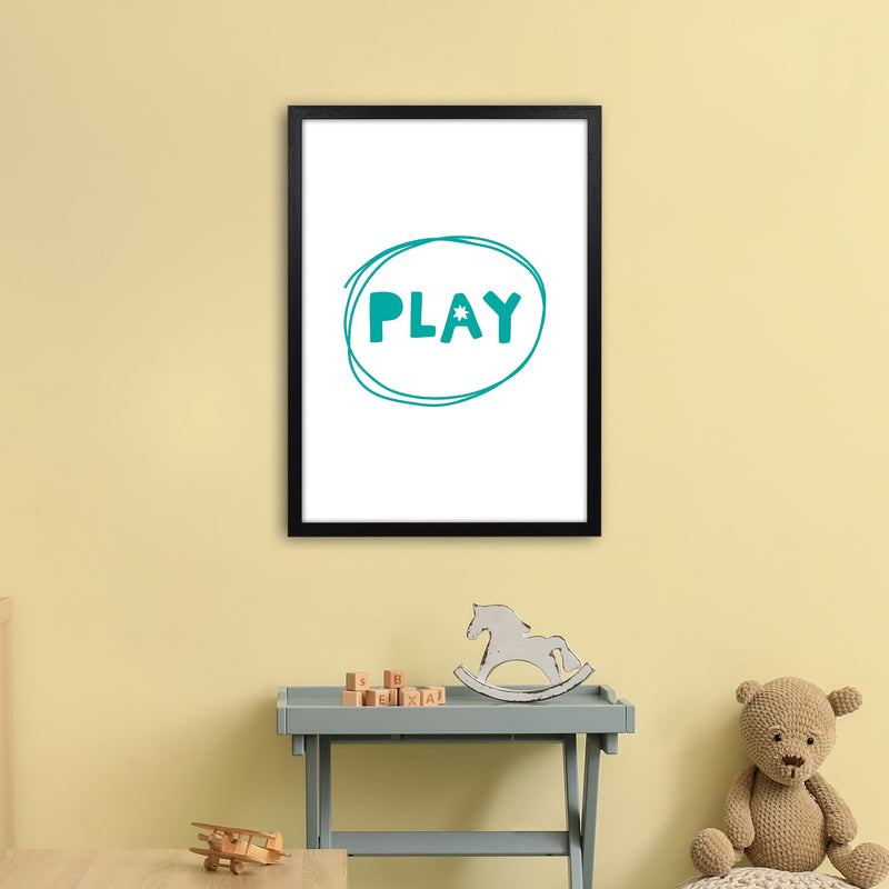 Play Teal Super Scandi  Art Print by Pixy Paper A2 White Frame