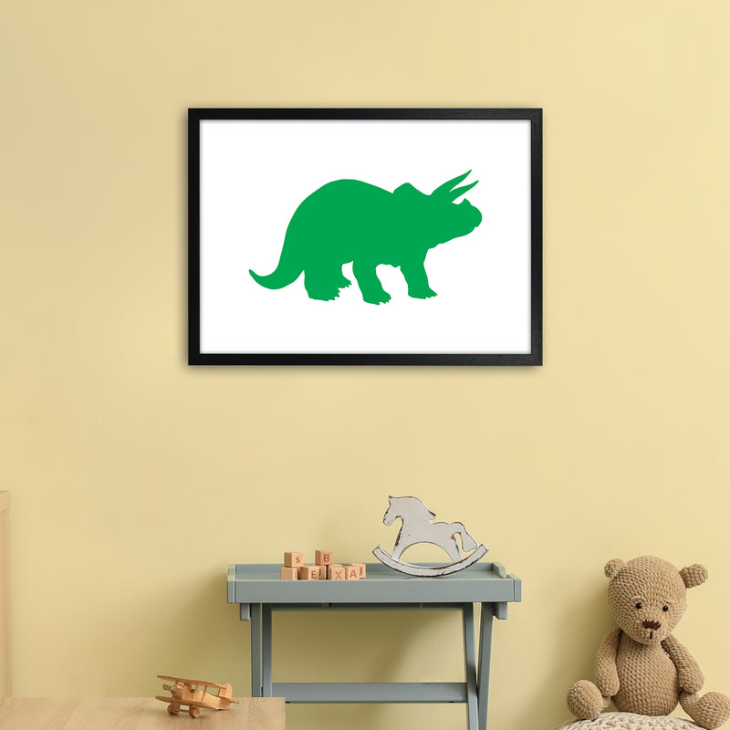 Triceratops Green  Art Print by Pixy Paper A2 White Frame
