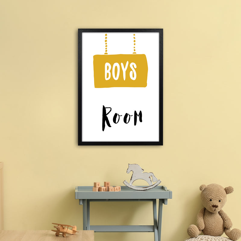 Boys Room Mustard  Art Print by Pixy Paper A2 White Frame
