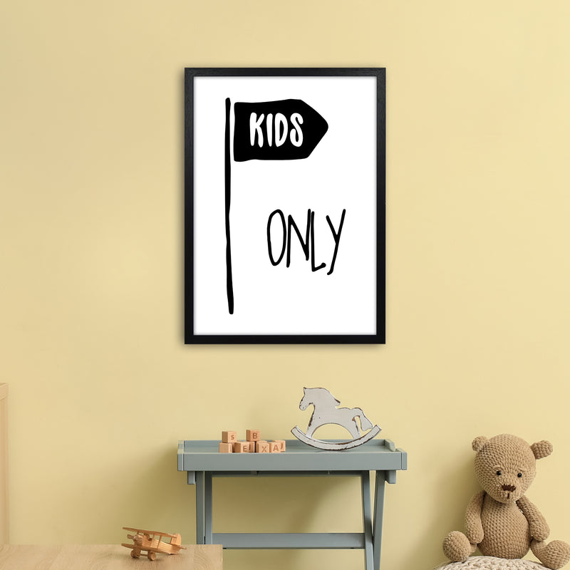 Kids Only Black  Art Print by Pixy Paper A2 White Frame