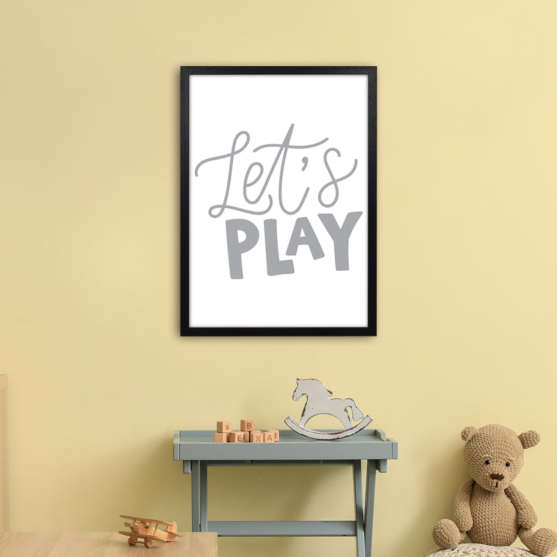 Let'S Play Grey  Art Print by Pixy Paper A2 White Frame