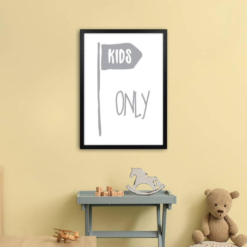 Kids Only Grey  Art Print by Pixy Paper A2 White Frame