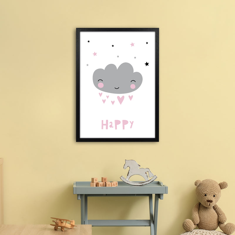 Happy Cloud  Art Print by Pixy Paper A2 White Frame