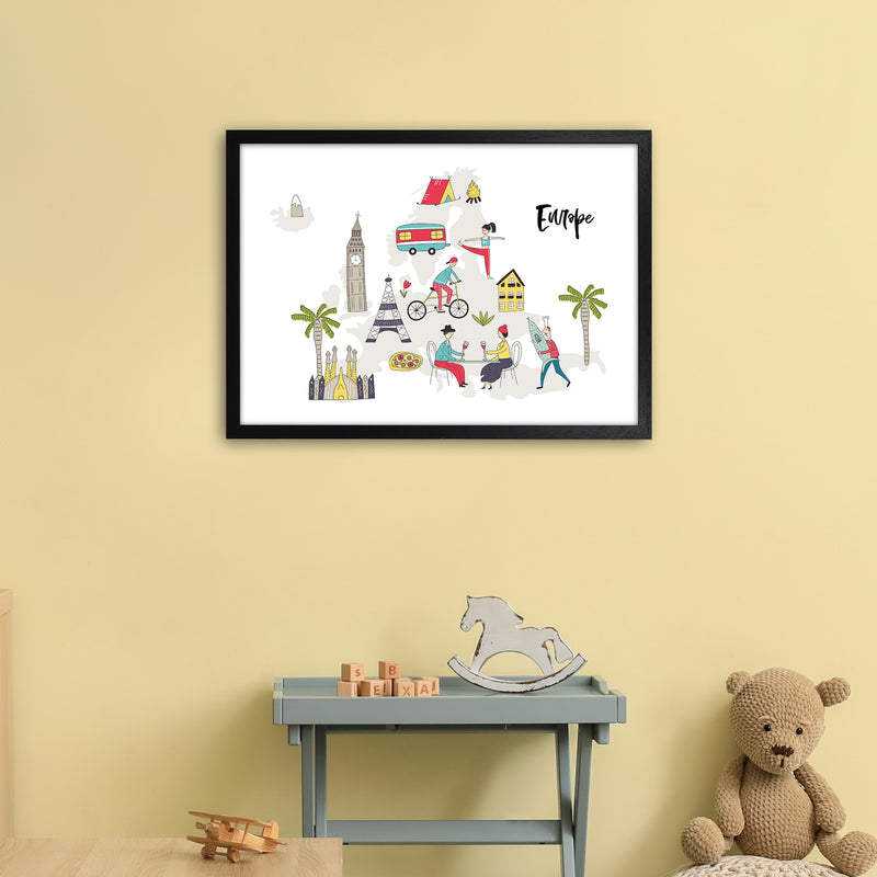 Europe Map  Art Print by Pixy Paper A2 White Frame
