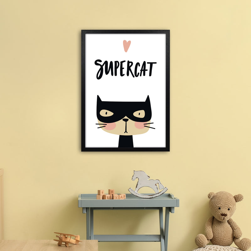Supercat  Art Print by Pixy Paper A2 White Frame