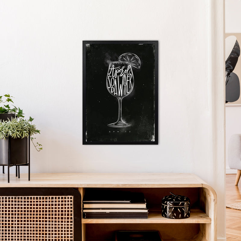 Prosecco Spritz Cocktail Black  Art Print by Pixy Paper A2 White Frame