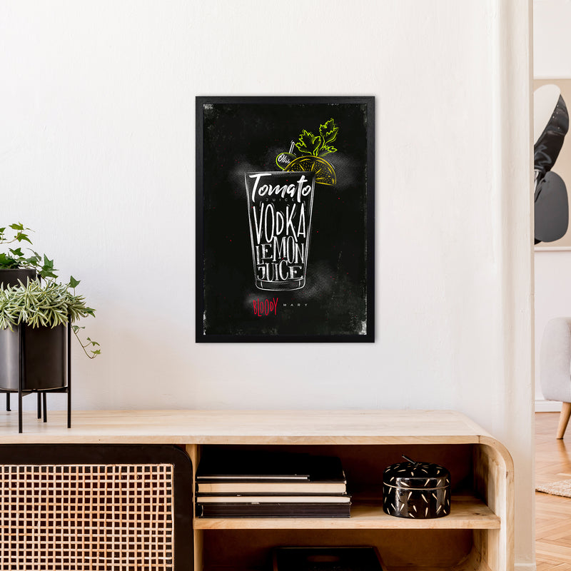 Bloody Mary Cocktail Black  Art Print by Pixy Paper A2 White Frame
