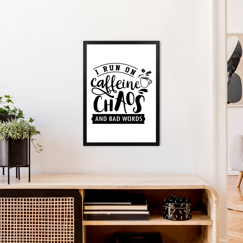 Caffeine And Bad Words  Art Print by Pixy Paper A2 White Frame