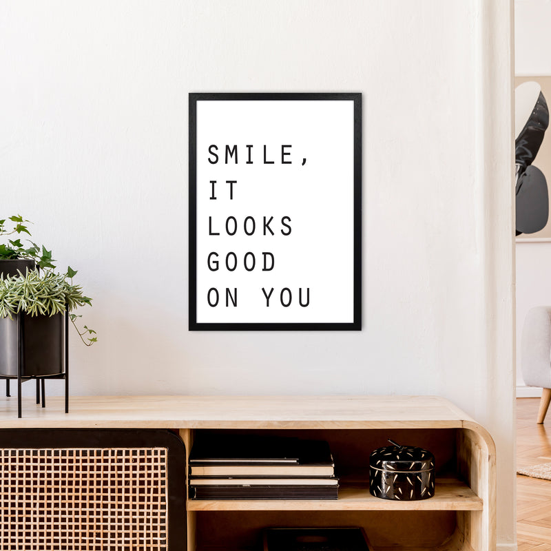 Smile It Looks Good On You  Art Print by Pixy Paper A2 White Frame